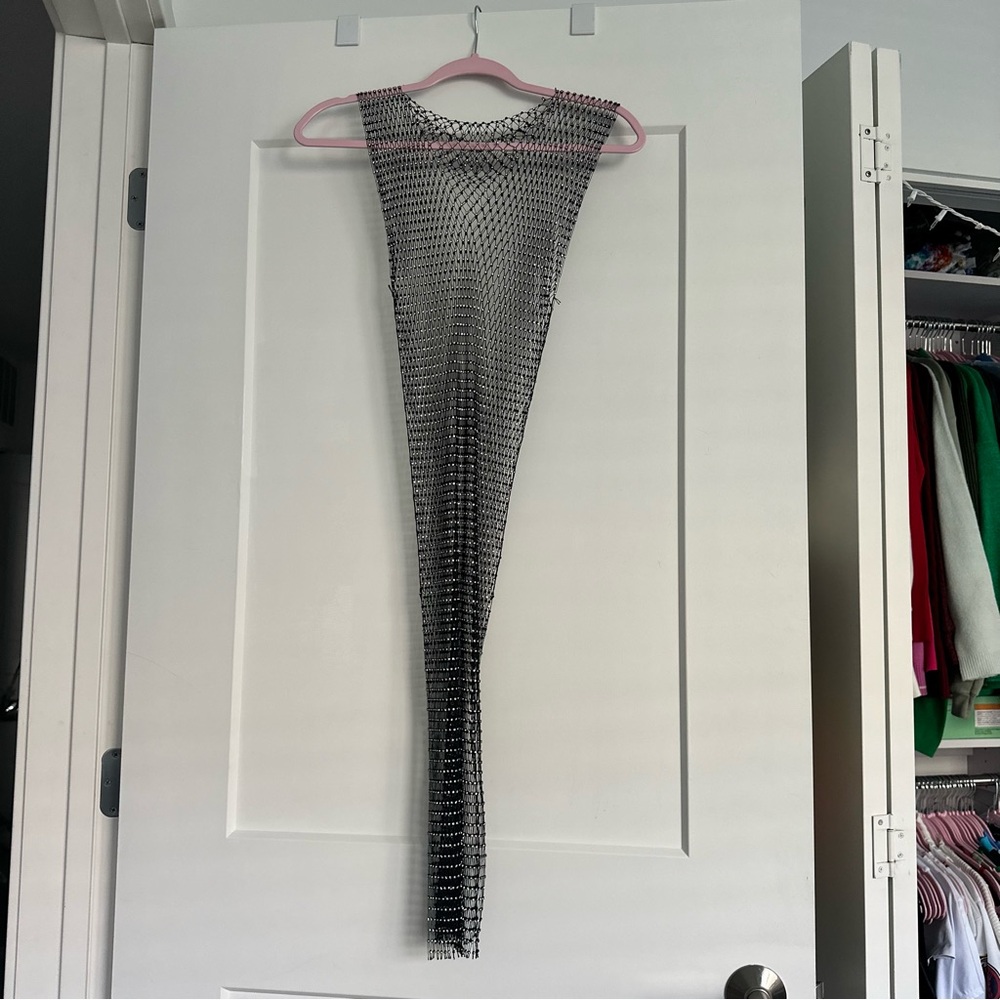Silver Metallic Chainmail Maxi Dress